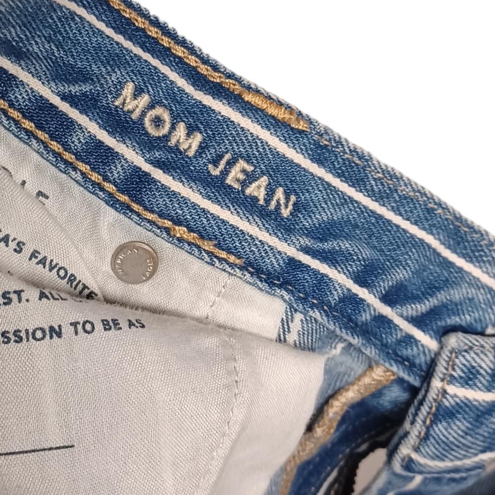 AEO AMERICAN EAGLE Mom Jean White Stripe Print Boho Blue Jeans 16 - Picture 4 of 9